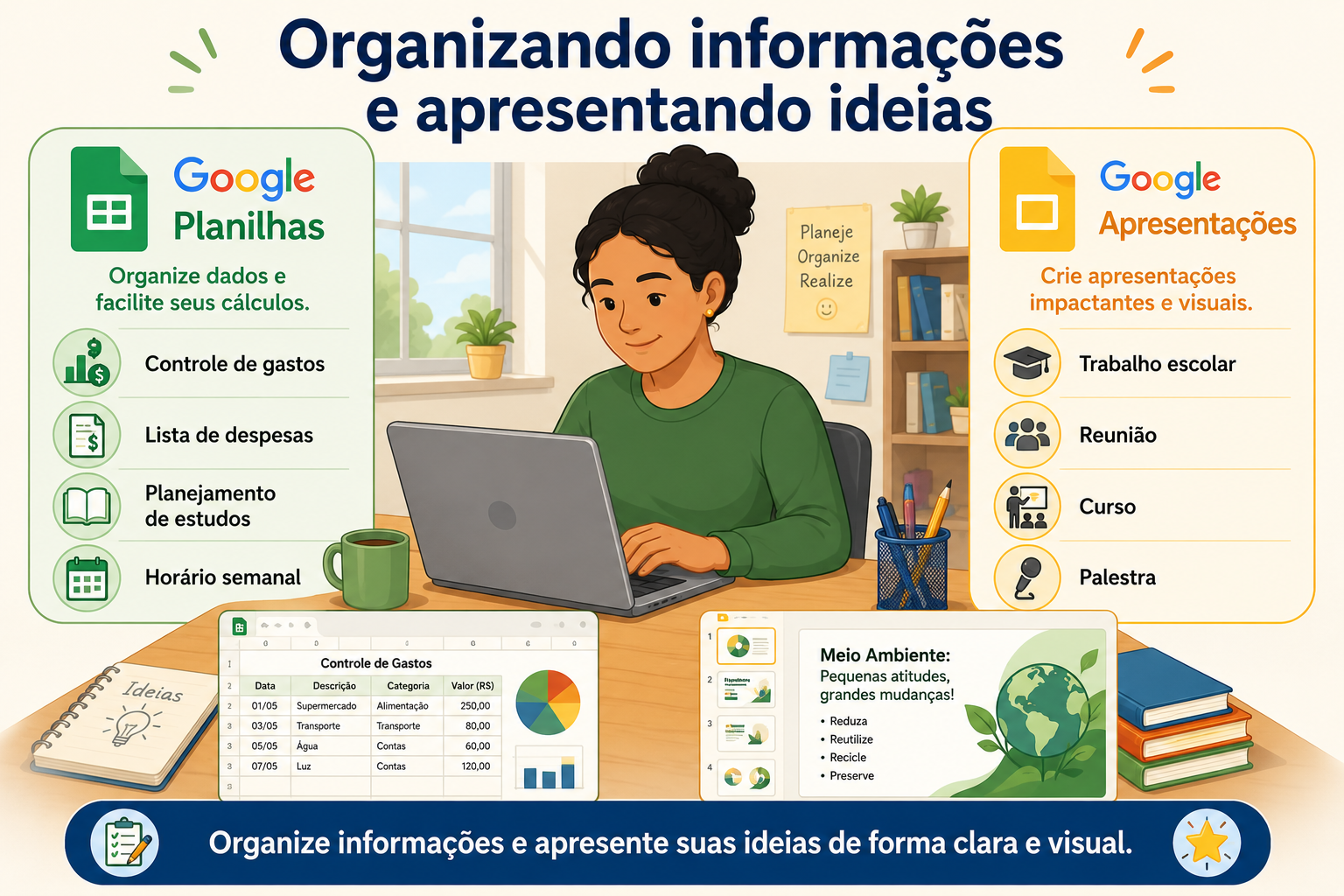 planilhas e apresentações